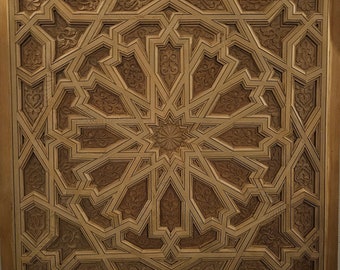 Alhambra Palace Carved Wooden Geometric Panel