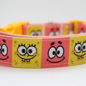 DOG COLLAR SPONGEBOB dog collar gift idea for a new dog owner gift for kids new puppy dog collar for boy dog rescue accessory for large dog