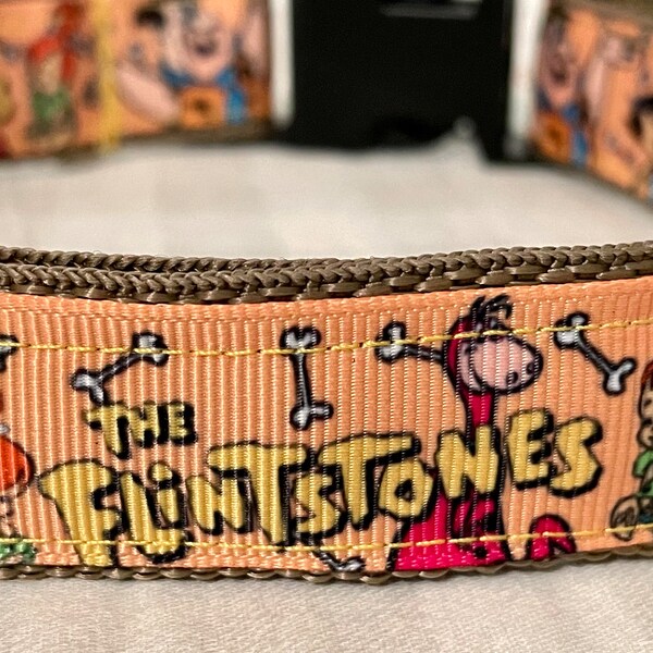 Dog Collar, FLINTSTONES, Flintstones Dog Collar - Pet Fashion Flintstones Collar, Handmade Snoopy dog collar, 1960 cartoon,1960'S nostalgia