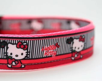 DOG COLLAR cute cat puppy dog collar or matching leash gift friends dog mom gift pet accessories handmade USA kawaii dog collar hot pink