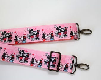 PURSE STRAP interchangeable adjustable bag straps 90's gift girl mouse pink bag over shoulder strap Mimi heart love tote strap theme park