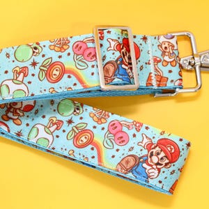 CORREA DE MONEDERO Correa de bolso ajustable intercambiable Correa de videojuego retro Correa colorida Correa de bolso bandolera rosa con estrella de hongo Mario Regalo