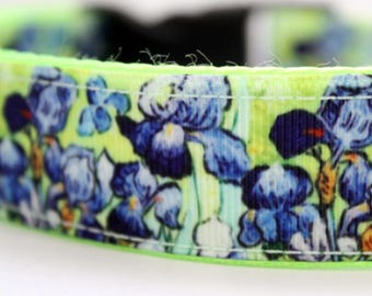DOG COLLAR flower blue irises dog collar art inspired flower design pet collar dog mom new puppy flower design collar gift idea for vet tech
