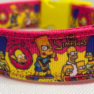 Dog collar Simpson fan gift Homer and Bart puppy collar for new dog owner Simpson lover dog collar pink yellow dog gift Marge and Maggie