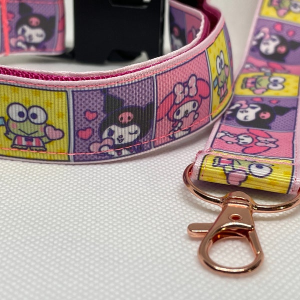 Dog Collar, HELLO KITTY, Sanrio Dog Collar, Pet Fashion, hello kitty style,  Handmade keroppi dog collar, nostalgia, hello kitty key fob