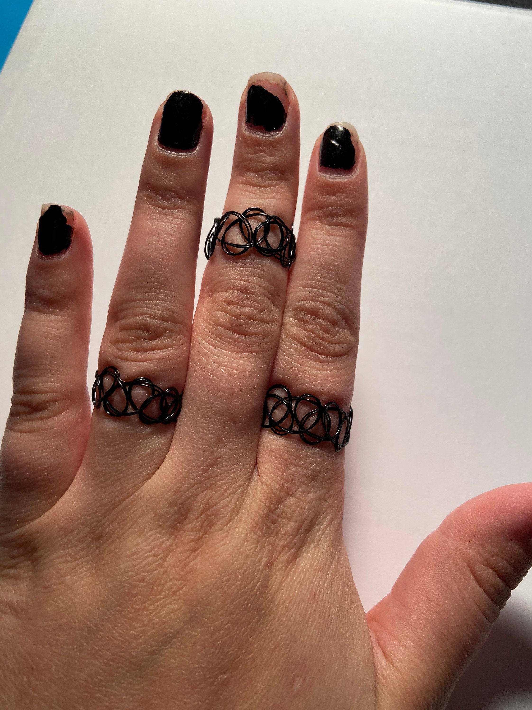90s Black Tattoo Choker Rings set of 3 or Bracelet or - Etsy