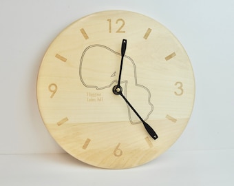 Higgins Lake Michigan Wood Clock | Modern Clock | Minimalist Clock | Simple Clock |