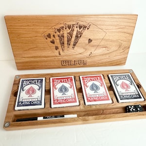Op maat gegraveerde Quad Deck houten speelkaartdoos | Dekbox | Kaartdoos | Dobbelstenendoos | Pokerbox |