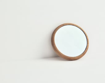 Miroir en bois compact rond simple | Miroir de poche | Miroir de sac à main | Miroir de maquillage |