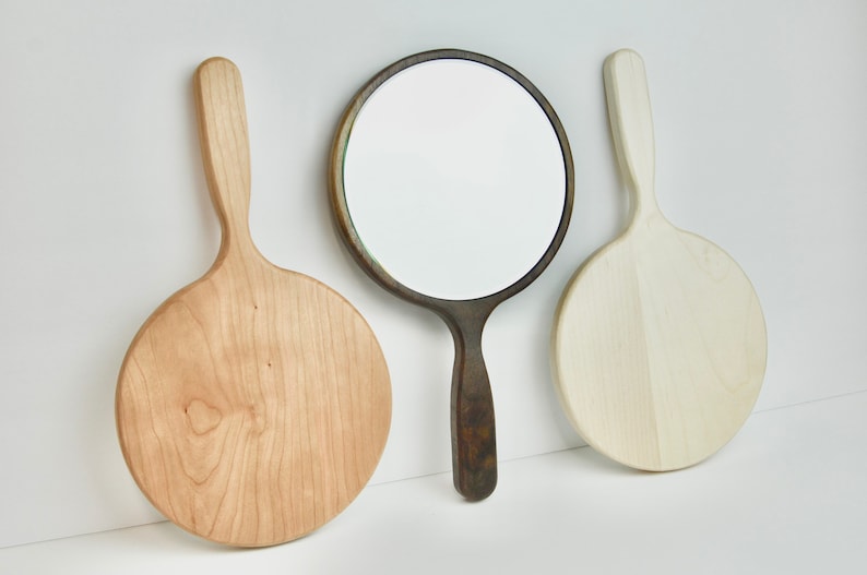 Wood Hand Mirror Etsy