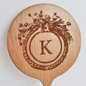 Custom Wood Hand Mirror Name Logo Monogram Laser Engraved image 1