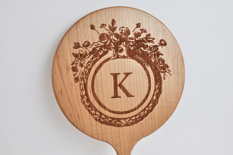 Custom Wood Hand Mirror Name Logo Monogram Laser Engraved image 1