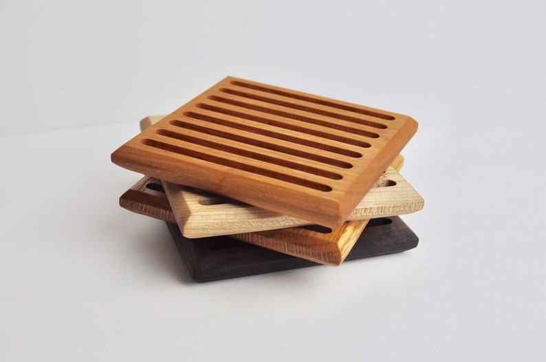 Modern 4.5 Square Wood Trivet Hot Plate Pot Holder Etsy