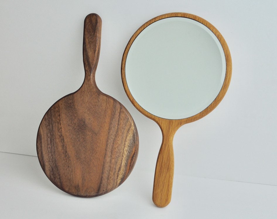 Wood Hand Mirror Etsy