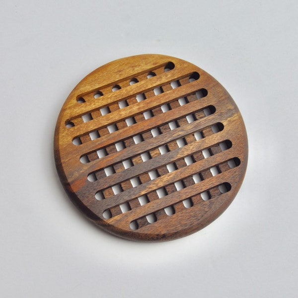 Modern 5" Circle Wood Trivet | Hot Plate | Pot Holder |