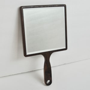 Espejo de mano cuadrado de madera