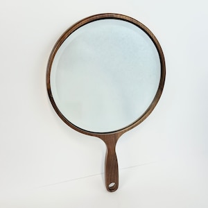8&quot; Large Wood Hand Mirror