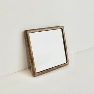 Simple Square Compact Wood Mirror | Pocket Mirror | Purse Mirror | Makeup Mirror |