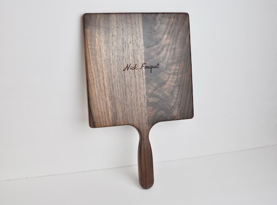 Custom 8" Large Engraved Square Wood Hand Mirror