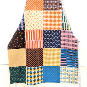 Big kid apron: geometry patchwork (~size/age 8-12)