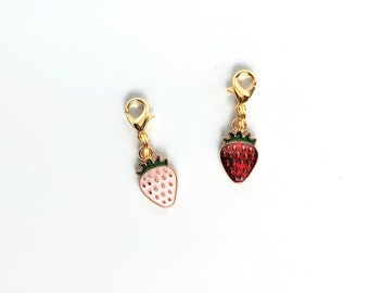 Strawberry Zipper Pull Charms, Set of 2