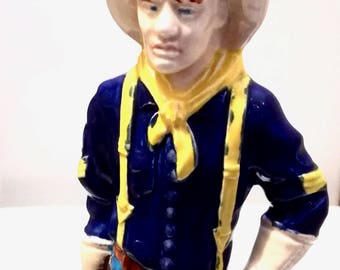 Guerra Civil / Vaquero del lejano oeste / Tamaño 11 " / Figura de cerámica / Retro / Ducal / Soldado estadounidense /