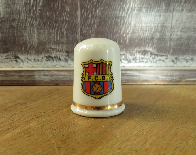 Vintage thimble / F.C.B / beautiful spanish football gift / bone china / G5