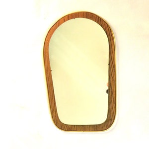 Vintage Formica atomic / RETRO Scandinavian / teak Framed Mirror C:1960s / retro home decor / teak mirror / retro teak /