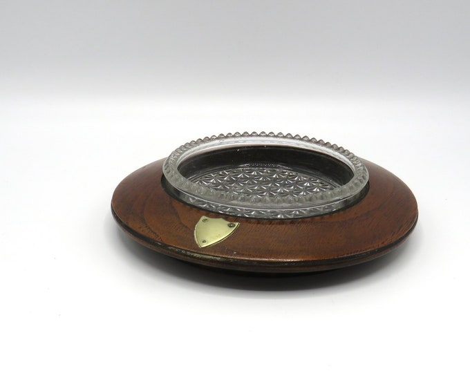 vintage bar bowl / old masonic lodge glass / ashtray / wooden Bowl / vintage masonic glass