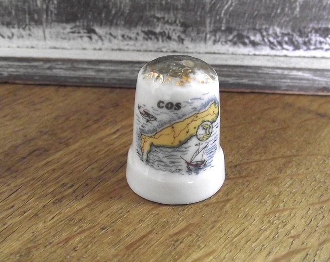 Vintage thimbles / Cos thimble / beautiful Fine Bone China / places of interest / bone china England made / J2