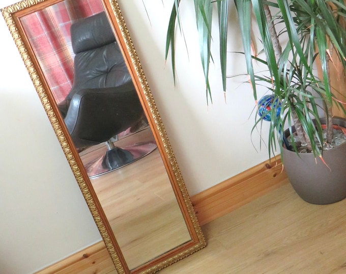 Vintage Wall Mirror / Made in England / with oak wooden frame Frame  C:1900s