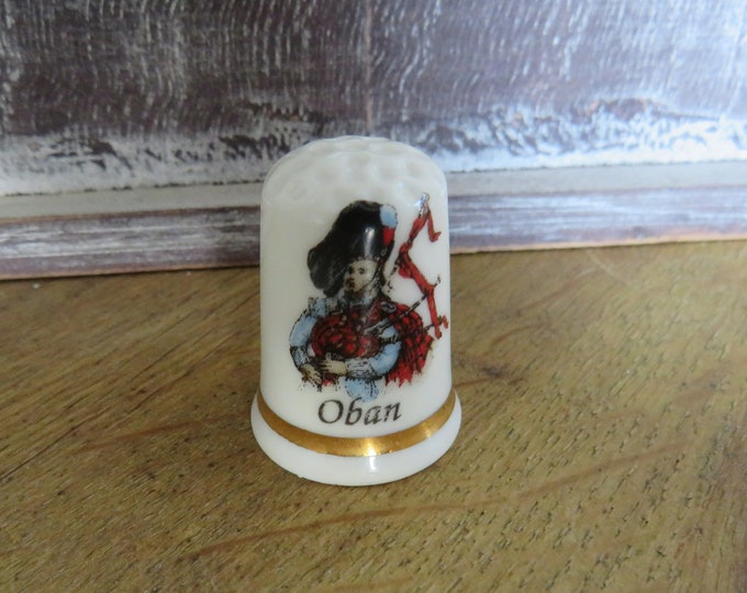 Vintage thimbles / OBAN thimble / beautiful Fine Bone China / places of interest / bone china England made / A2