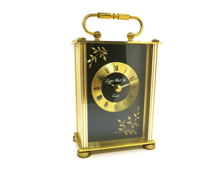 vintage clock  / London clock co / clock / Brass Mantel Clock /  clock  / vintage England /  Working clock