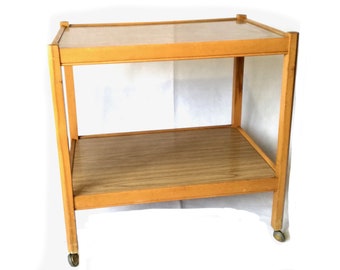 vintage wooden trolley / teak bar cart / bar cart / retro Teak / wheel / Bar Cart trolley / Table VINTAGE / 1960's /1970s  cart / bar cart