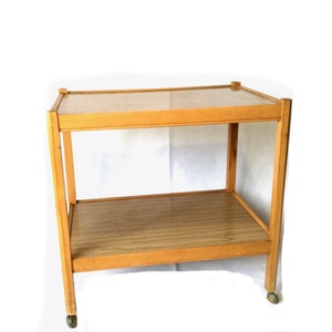 vintage houten trolley / teak bar kar / bar kar / retro teak / wiel / Bar Cart trolley / Tafel VINTAGE / 1960's / jaren 1970 kar / bar kar