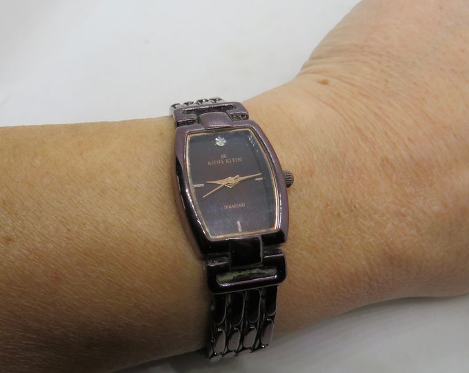 Vintage Anne klein Diamond dress watch / Purple Quartz watch / purple watch /  womens Watch / watch / Swiss  / watch / gift watch