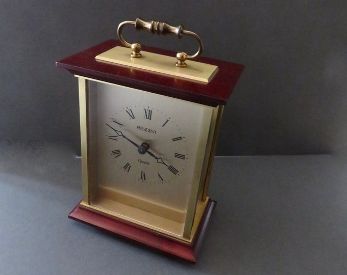vintage Mantle clock   / carriage  clock / Made in Great Britain / german Clock movement  / retro clock  /  Working clock /