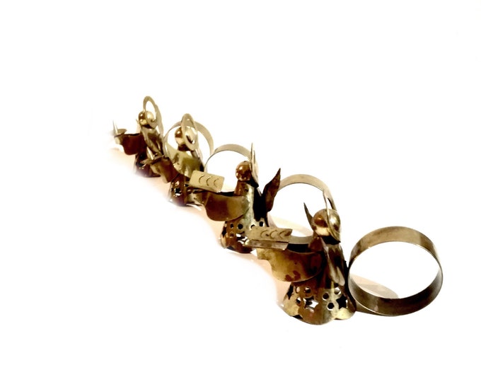 Vintage Brass Angel napkin holders /  brass  / vintage solid brass /  KITSCH (D)