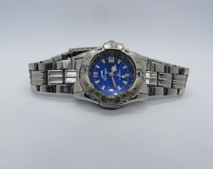 Vintage Divers watch / Slazenger watch / Blue dial Quartz watch / Ladies Divers Watch /  ladies Watch /  Gift for her