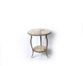 Vintage formica marble cast leg table formica Top Round table G