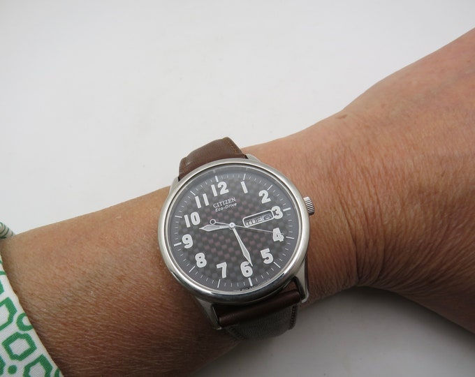 Vintage watch / citizen checkered flag watch / eco drive watch / Solar watch / gents Watches /  Watch / Gift for him (s13)