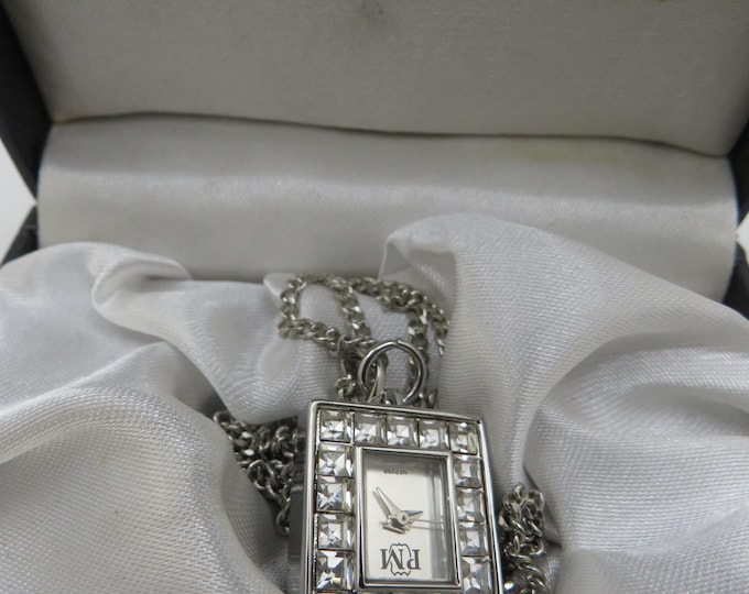 Vintage  neck chain watch /  diamond watch / pendant Watch /  fully working watch / gift for her boxed