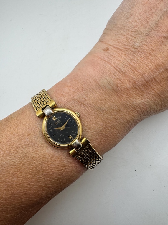 Seiko Gold watch / black dial vintage watch (v14)