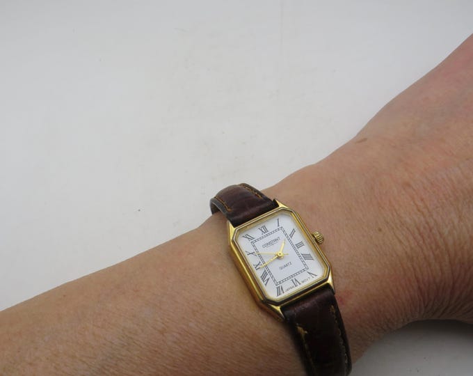 Vintage Watch: Gold Plated, Rectangular Ladies Watch (s15)