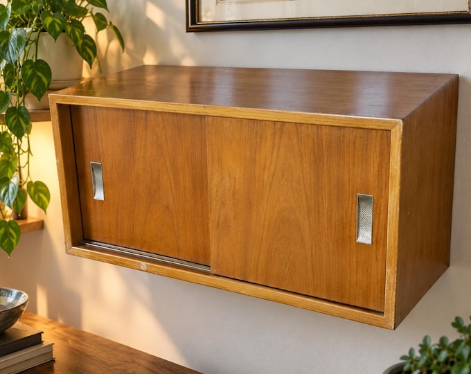 Vintage 1960s Office Cabinet - Small Danish Oiled Cupboard
