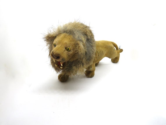 Antique toy Lion / Retro Lion / Antique Circus Lion Taxidermy toy REAL FUR / vintage Animal / retro  Figurine / (RB)