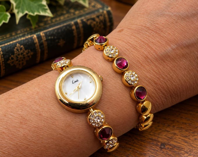 Vintage watch set / watch / Ladies Dress Watch and bracelet  / wrist size 7"/ womans Watch /  Gift for her (s20)