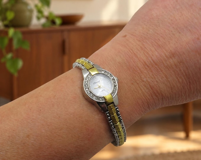 Vintage cocktail watch Two tone watch / Quartz watch / womens watches /  womens Watch /  Gift for her (H1)