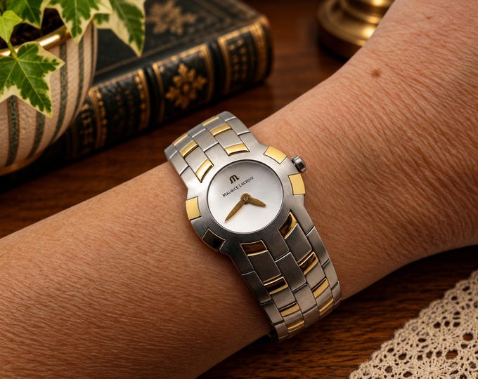 Vintage watch / womens watches 6.7" / Maurice Lacroix watch / vintage Watch / two tone watch / vintage sport / watch / gift for her / boxed