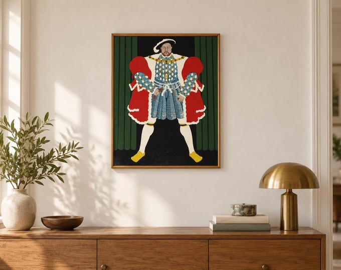 Vintage Fantasy art / Henry VIII / Pub Art / vintage Framed original / vintage oil English art